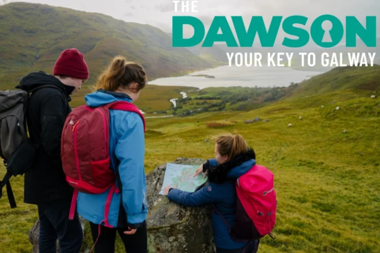 Backpackers with map in Galway countryside, The Dawson Hostel Galway backpackers hostel base